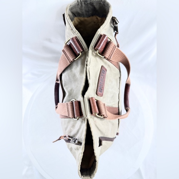 Duluth Trading Co Green Taupe Canvas Large Tote Bag Expandable Zippers - Picture 7 of 10